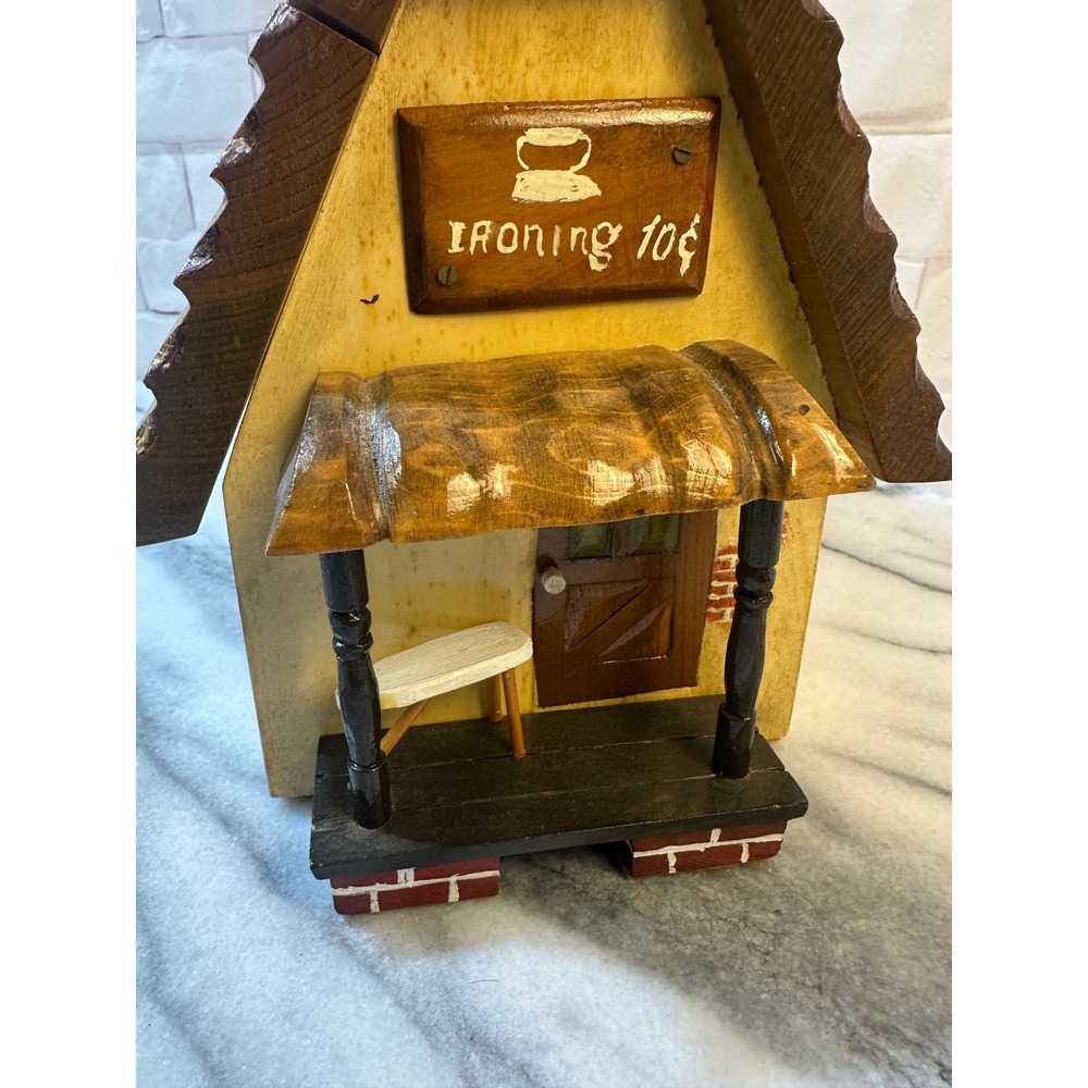 Maurice Handmade Wooden Laundry Shop Box Purse Cottage Novelty Bag Hand Painted - Picture 2 of 16